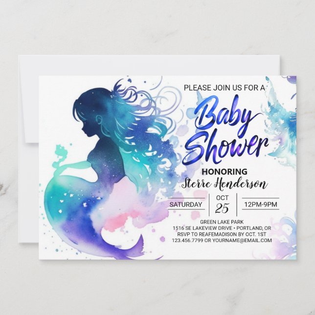 Oceanic Dreams for Mermaid's Baby Shower Invitation (Front)
