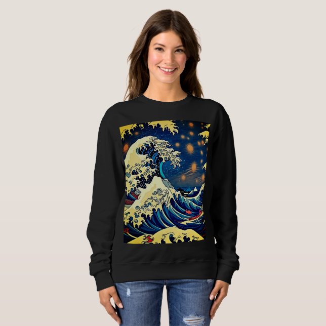 Oceanic Elegance: Nami The Great Wave Sweatshirt (Front Full)