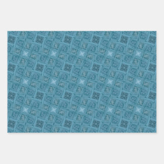 Oceanic Geometric Seamless Pattern Wrapping Paper Sheet
