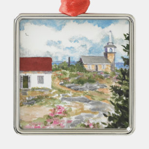 Oceanic Hotel on Star Island View Metal Tree Decoration