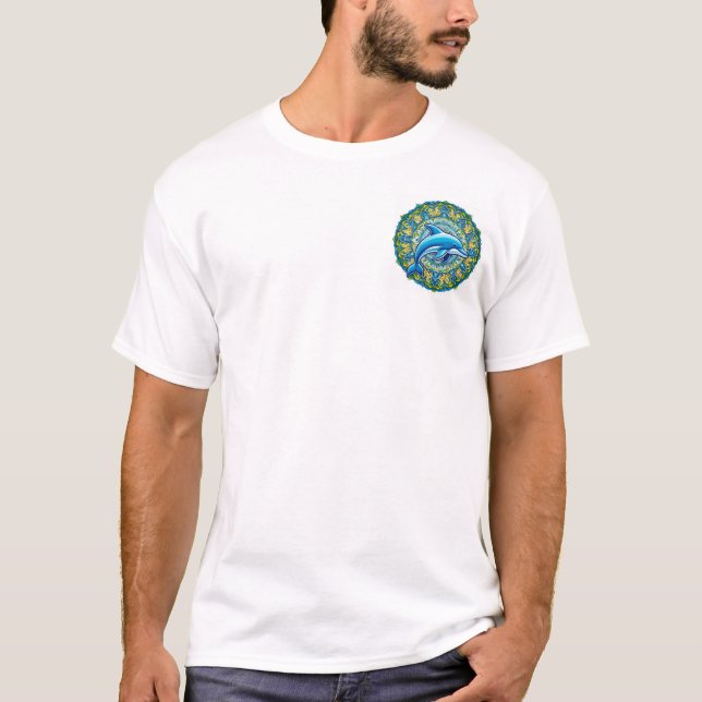 Oceanic Mandala: Dolphin's Embrace T-Shirt (Front)
