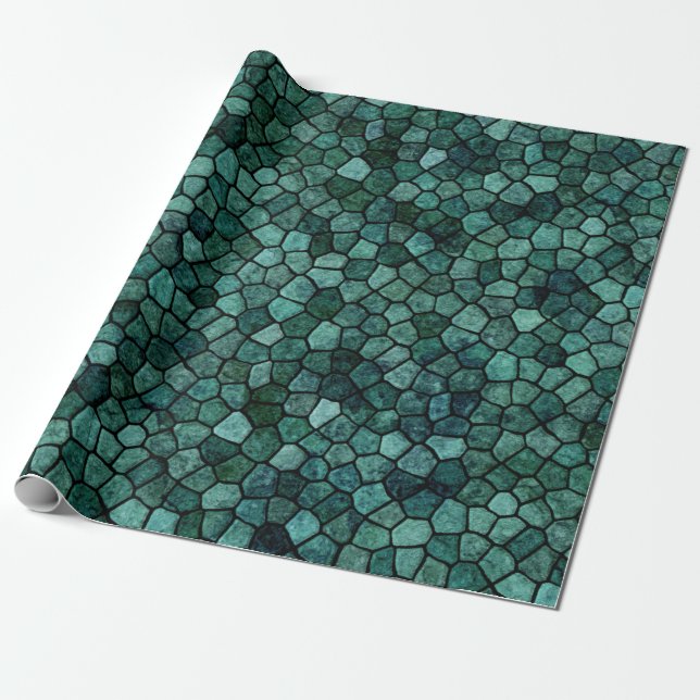 Oceanic Mosaic Crust Texture Abstract Pattern Wrapping Paper (Unrolled)
