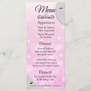 Oceanic Sand Dollar Pink Wedding Menu Card