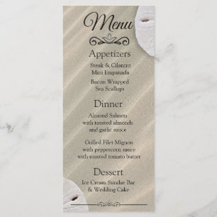 Oceanic Sand Dollar Wedding Menu Card