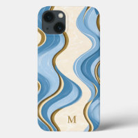 Oceanic Summer Waves Minimalistic With Initial