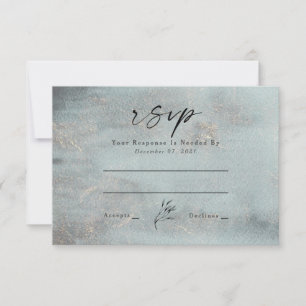 Oceanic Teal Watercolor Calligraphy Wedding RSVP Card