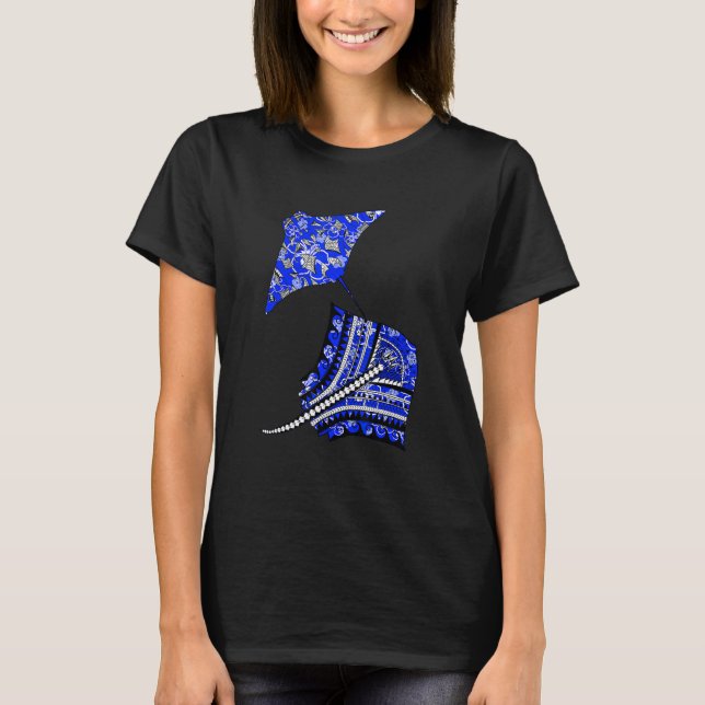 Oceanic Tranquillity with Tribal Stingrays T-Shirt (Front)