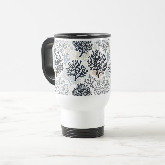 Oceanic Vibes Botanical Corals Travel Mug (Front Left)