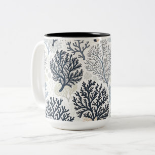 Oceanic Vibes Botanical Corals Two-Tone Coffee Mug