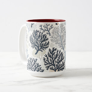 Oceanic Vibes Botanical Corals Two-Tone Coffee Mug