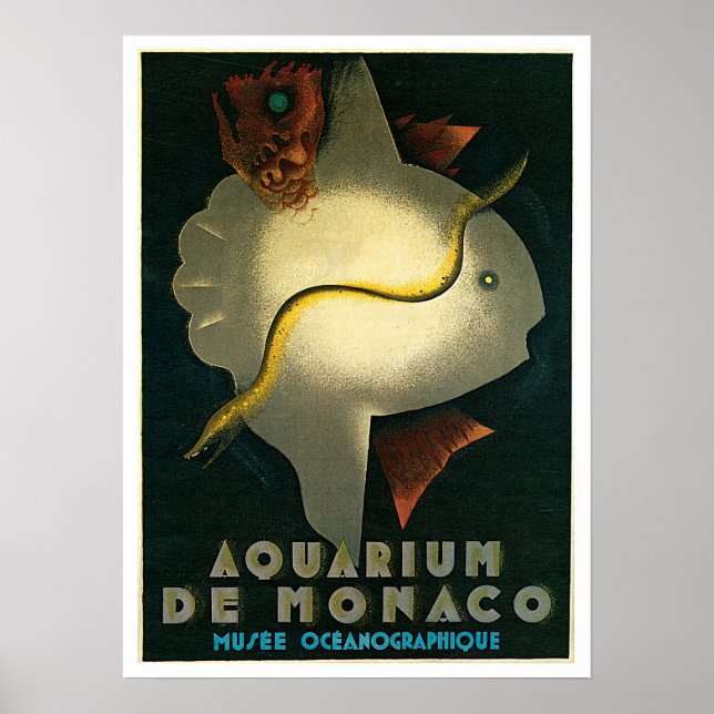 Oceanographic Museum Monaco Vintage Travel Poster (Front)