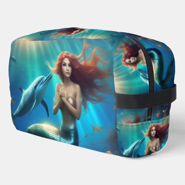 "Ocean's Dance: A Mermaid and Dolphins' Journey" Dopp Kit (Left Corner)