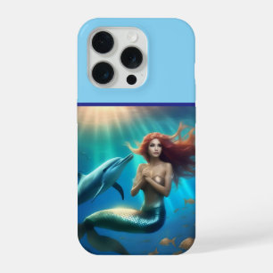 "Ocean's Dance: A Mermaid and Dolphins' Journey" iPhone 15 Pro Case