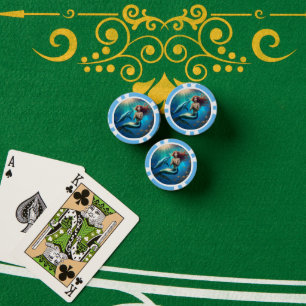 "Ocean's Dance: A Mermaid and Dolphins' Journey" Poker Chips