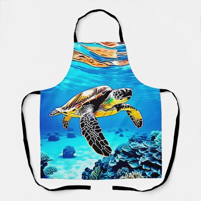 Ocean's Embrace: Sea Turtle's Journey Apron (Front)