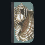 Ocean's Jewel Samsung S4 Wallet Case<br><div class="desc">One of the finest ocean's jewel is in this image. Find this large Conch seashell in this framed piece of modern art. This large Conch seashell image has a teal background and sepia and white shell. Get relaxed with this great piece of natural artwork.</div>