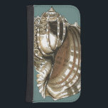 Ocean's Jewel Samsung S4 Wallet Case<br><div class="desc">One of the finest ocean's jewel is in this image. Find this large Conch seashell in this framed piece of modern art. This large Conch seashell image has a teal background and sepia and white shell. Get relaxed with this great piece of natural artwork.</div>