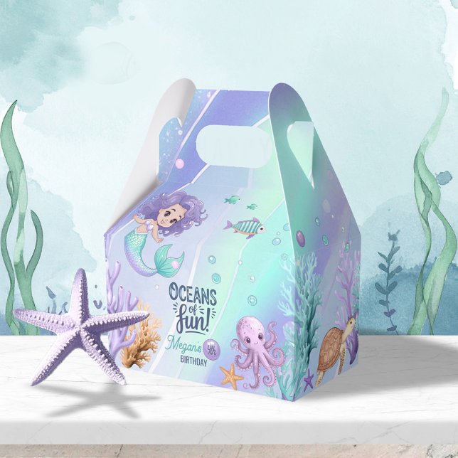 Oceans of Fun Mermaid Birthday V1 ID1142 Paper Cup Favour Box (Creator Uploaded)