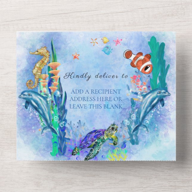 OceanSea Animals Boy Baby Shower  All In One Invit Invitation (Front)