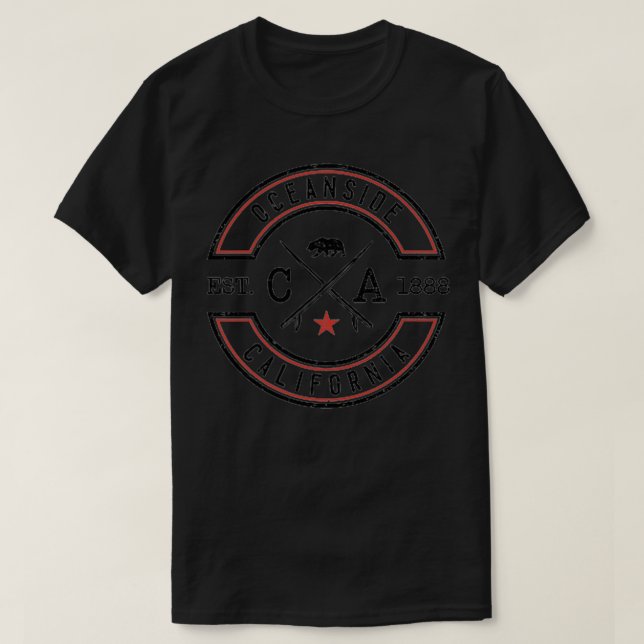 Oceanside Beach California CA Retro Surfer Front B T-Shirt (Design Front)