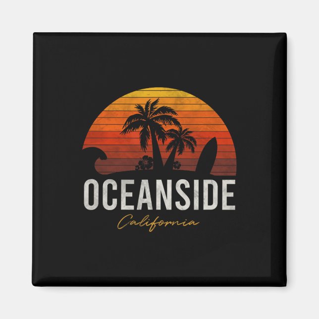 Oceanside Beach California Palms Vacation Surf Sun Magnet (Front)