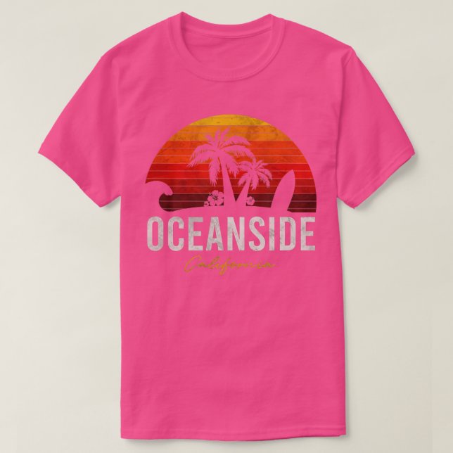 Oceanside Beach California Palms Vacation Surf Sun T-Shirt (Design Front)