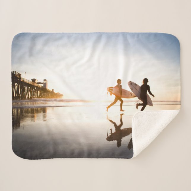 Oceanside Beach Sherpa Blanket (Front (Horizontal))