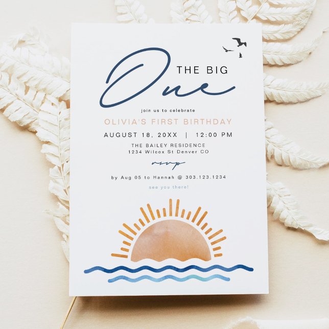 OCEANSIDE Beach Sunset First Birthday Party Invitation (Creator Uploaded)