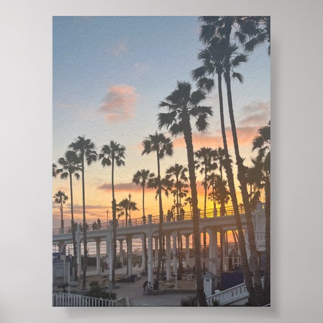 Oceanside Cali. Blue Orange Yellow Sunset Beach Poster (Front)