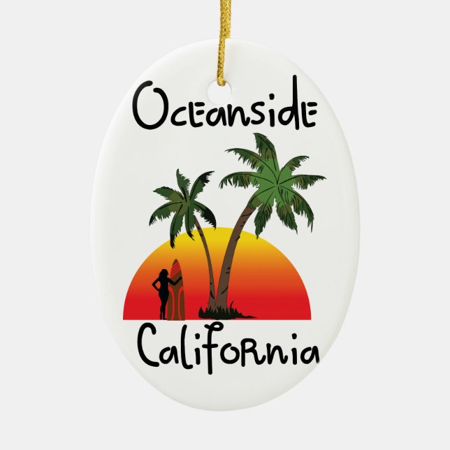 Oceanside California Ceramic Tree Decoration (Front)