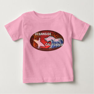 Oceanside California surfer waves art baby outfit T-Shirt
