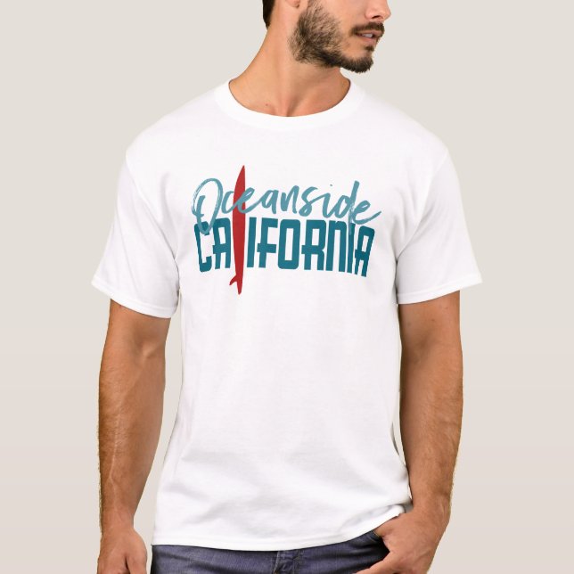 Oceanside California T-shirt - Surfboard (Front)