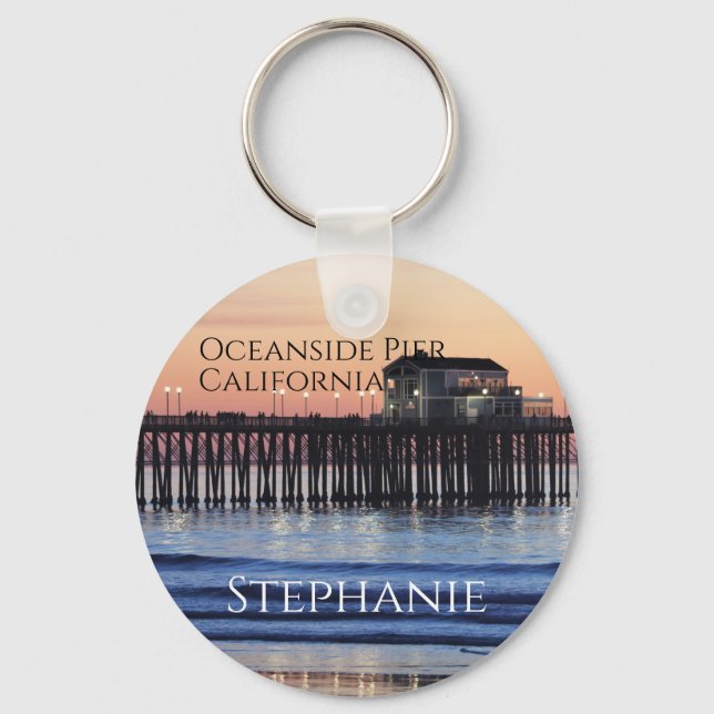 Oceanside Pier California Personalised Key Ring (Front)