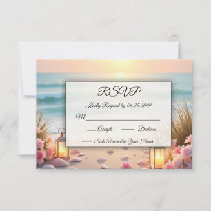 Oceanside Romance Beneath Coastal Light RSVP Card
