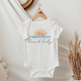 OCEANSIDE Watercolor Ocean Waves Sunset Beach Baby Baby Bodysuit