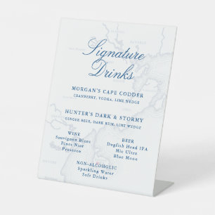 Oceanview of Nahant Signature Drinks Wedding Bar Pedestal Sign