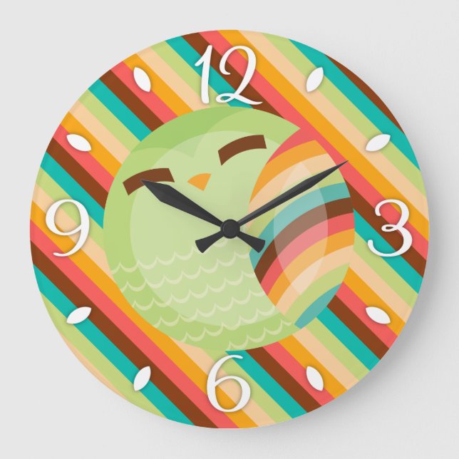 OCee Owl Stripes Clock (Front)