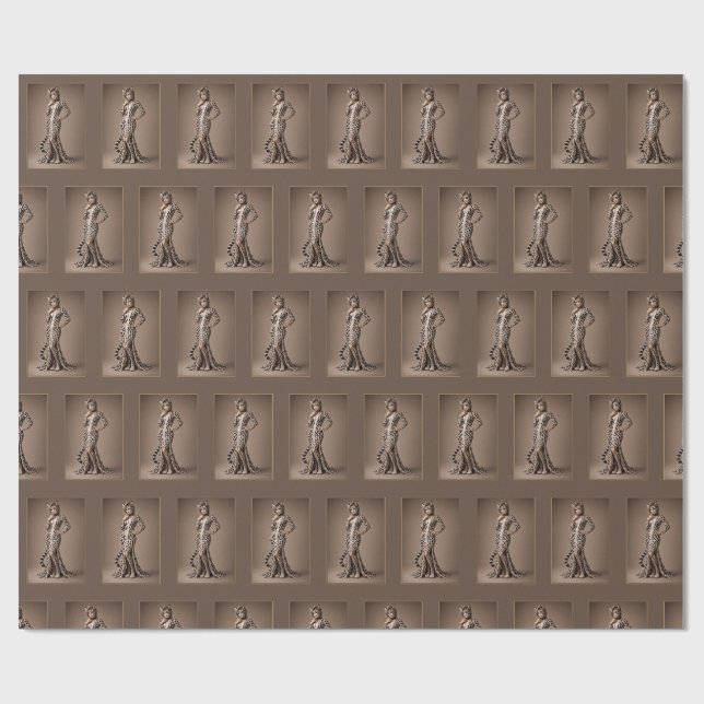 Oceline Ocelot Studio Portrait Pattern Wrapping Paper (Flat)