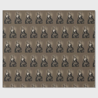 Oceline Ocelot Woman Black Leather Coat Pattern Wrapping Paper
