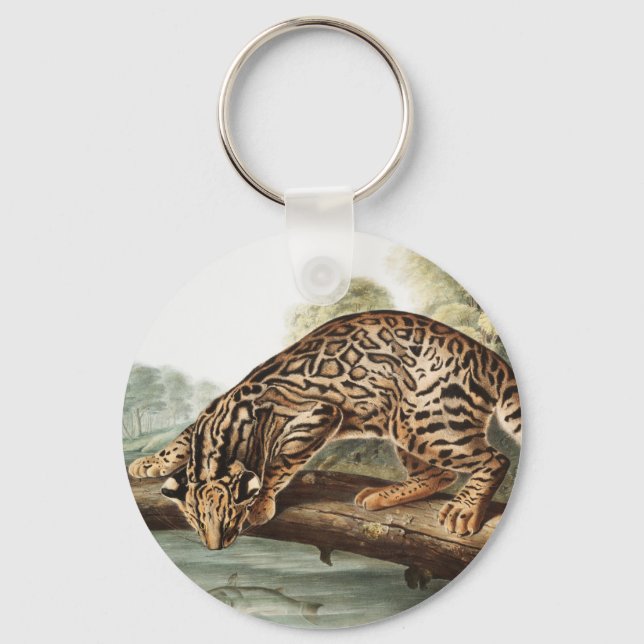Ocelot, Leopard Cat (Felis pardalis) Illustration Key Ring (Front)
