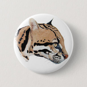 Ocelot Portrait 6 Cm Round Badge