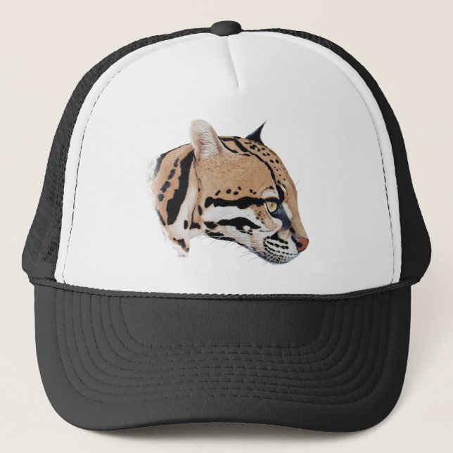 Ocelot Portrait Trucker Hat (Front)