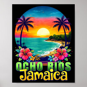 Ocho rios jamaica beach tropical sunset summer poster