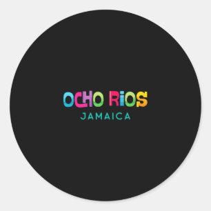 Ocho Rios Jamaica Retro Tropical Design  Classic Round Sticker