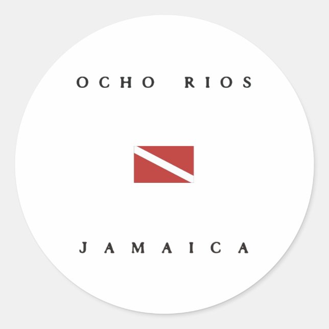 Ocho Rios Jamaica Scuba Dive Flag Classic Round Sticker (Front)
