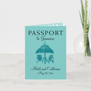 Ocho Rios Jamaica Wedding Passport - Teal Invitation