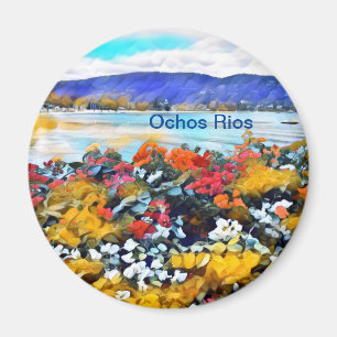 Ochos Rios Neon Pop Art Floral Magnet