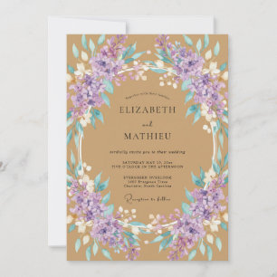 Ochre Amethyst Leafy Wedding Invitation
