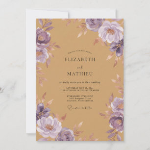 Ochre Amethyst Petal Wedding Invitation