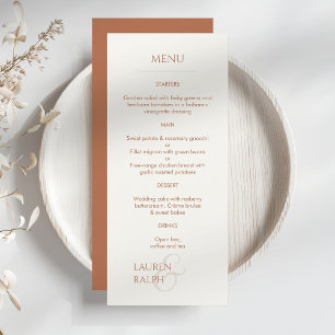 Ochre and Ivory Monogrammed Wedding Menu